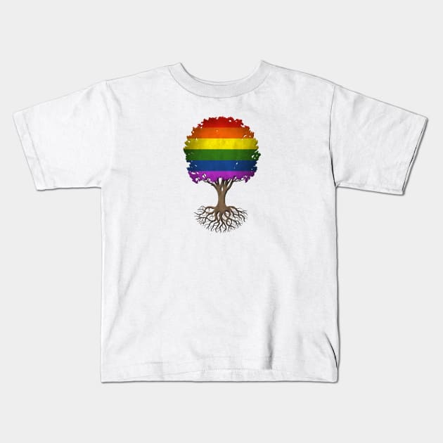 Tree of Life with Gay Pride Rainbow Flag Kids T-Shirt by jeffbartels